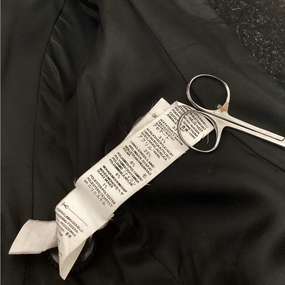 Zara Fur Trim Button Front Belted Long Coat in Black/Silver Metallic Size L - Picture 15 of 16